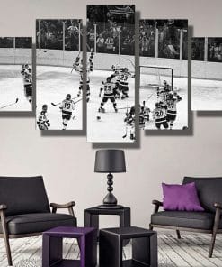 Miracle on Ice 1980 Hockey Black and White - 5 Panel Canvas Wall Art