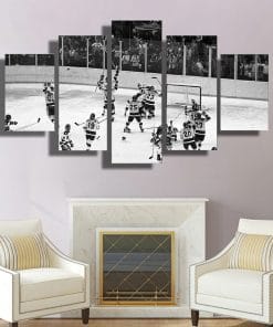 Miracle on Ice 1980 Hockey Black and White &#8211; 5 Panel Canvas Wall Art, Top Smart Design