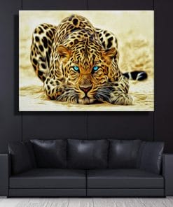 Beautiful Leopard With Blue Eyes - One Panel Canvas Wall Art