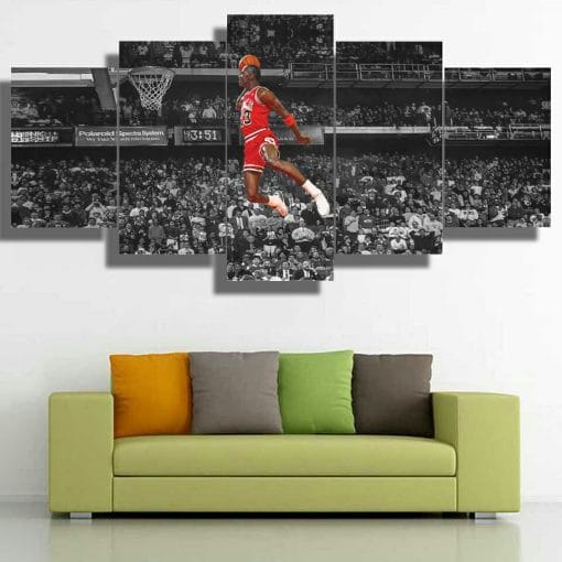 Michael Jordan Dunk &#8211; 5 Panel Canvas Wall Art, Top Smart Design