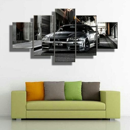 Nissan Skyline Gtr R34 Fast And Furious &#8211; 5 Panel Canvas Wall Art, Top Smart Design