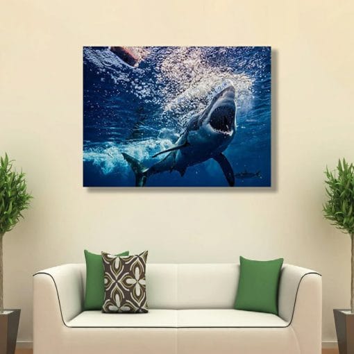 Underwater White Sharks &#8211; One Panel Canvas Wall Art, Top Smart Design