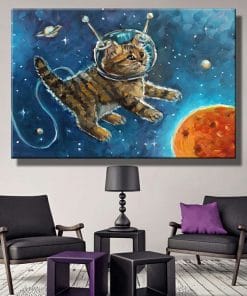 Astronaut Cat - One Panel Canvas Wall Art