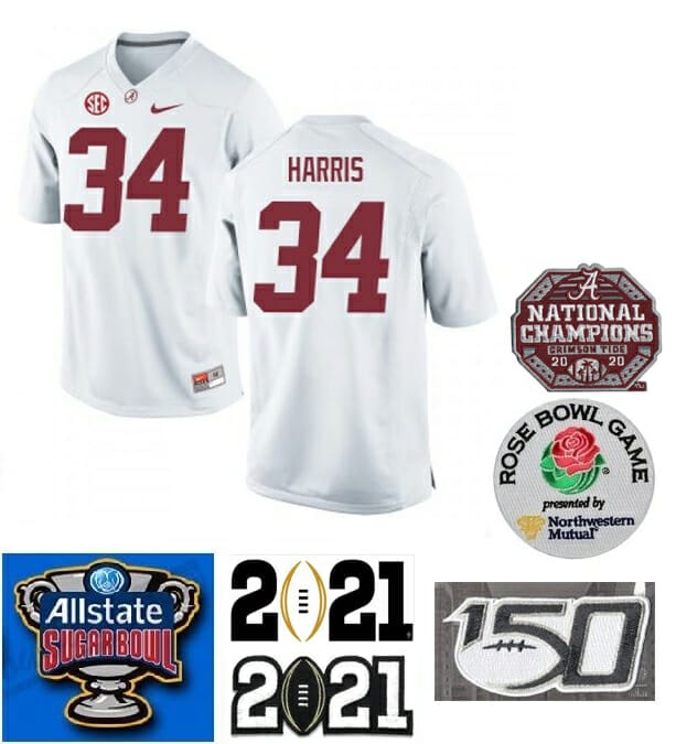 Alabama Crimson Tide Jersey #34 Damien Harris NCAA Football White
