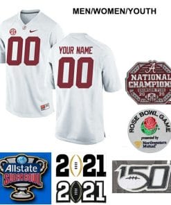 Custom Alabama Football Jersey Name and Number College Football Jersey White