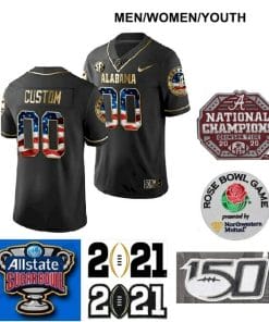 Alabama Crimson Tide Custom Name and Number Football Black Jersey