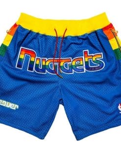 Men Denver Nuggets Shorts Blue Shorts All Stitched