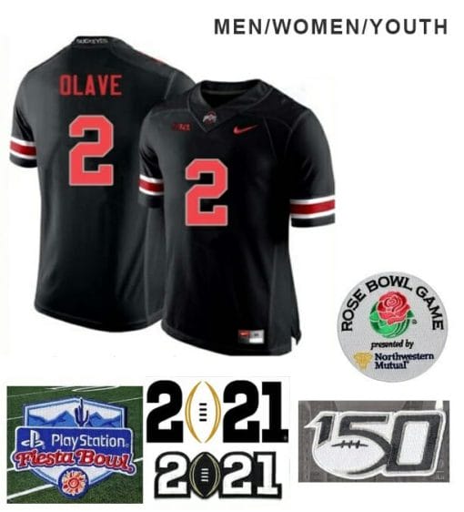Ohio State Buckeyes #2 Chris Olave NCAA Football Jersey Black, Top Smart Design