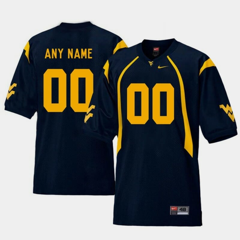 West Virginia Mountaineers Custom Name Number Navy Football Jersey