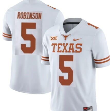 Texas Longhorns Jersey #5 Bijan Robinson Football Jerseys White XII Patch