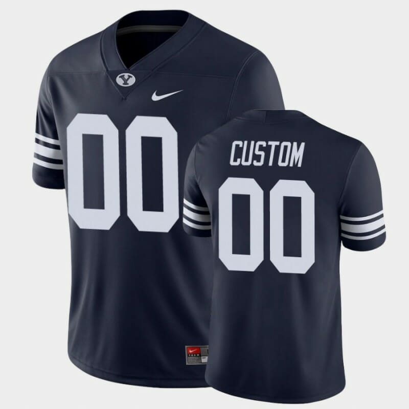 Custom BYU Football Jersey Name And Number NCAA College Game Navy, Top Smart Design