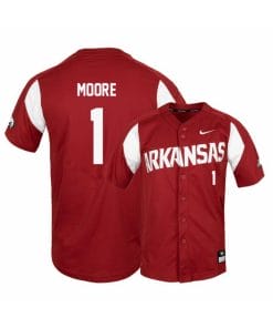 Arkansas Razorbacks 1 Robert Moore Red Elite Baseball Jersey