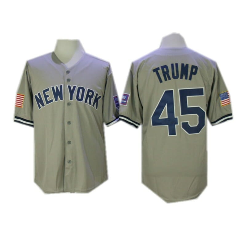 Movie Baseball Jersey Donald Trump New York #45 Grey