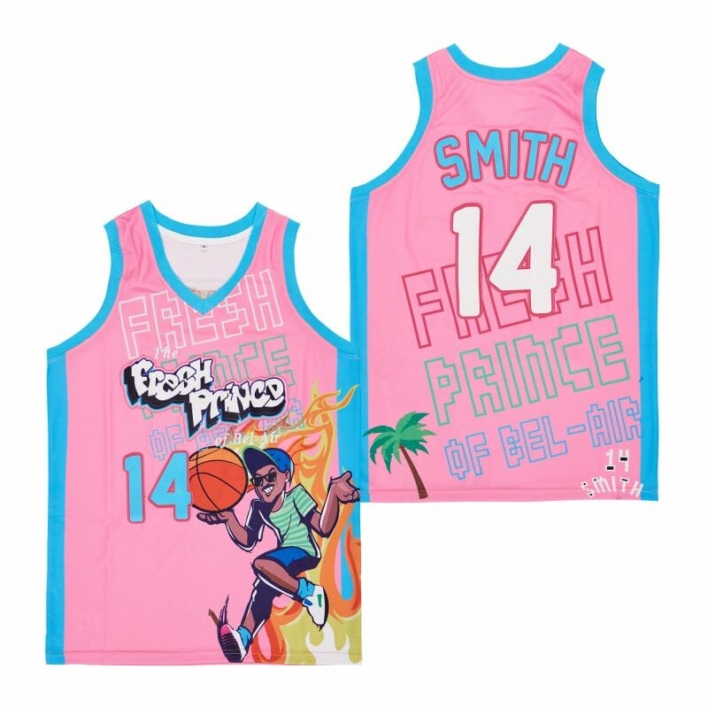 Movie Basketball Jersey Fresh Prince #14 Smith Pink