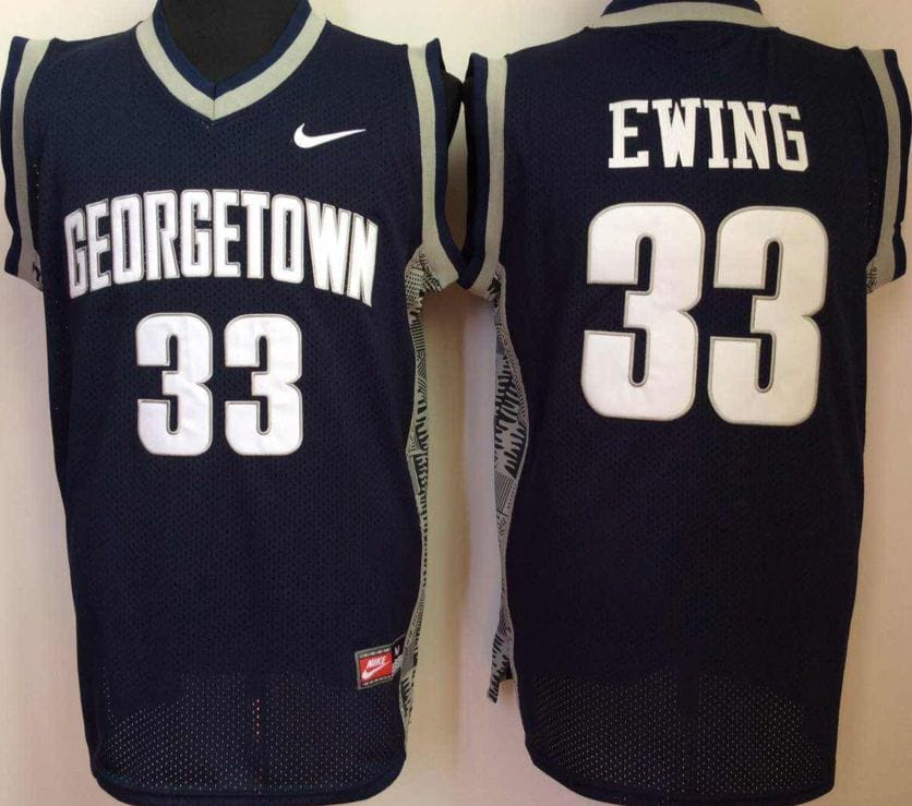 Patrick Ewing #33 Georgetown Hoyas College Basketball Jersey Sewn Blue Grey  - Basketball Jerseys - AliExpress