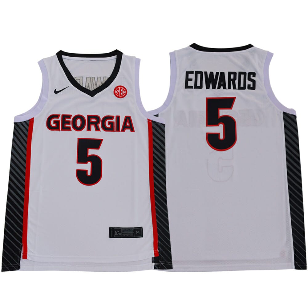 NCAA Basketball Jersey Georgia Bulldogs #5 Anthony Edwards Red Black White