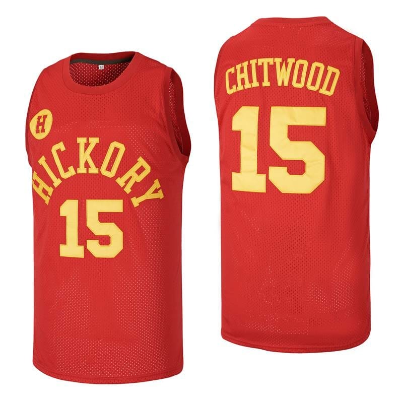 Your Team Jimmy Chitwood 15 Hickory Hoosiers High School Basketball Jersey Red, Men's, Size: XL