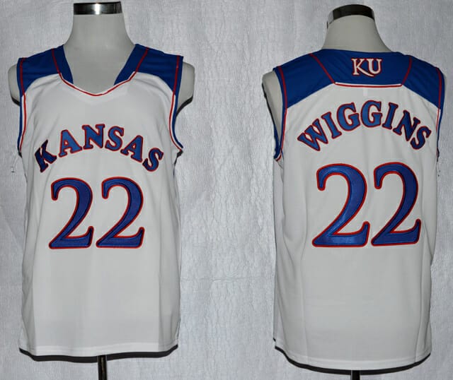 Kansas Jayhawks #22 Andrew Wiggins NCAA Basketball Jersey White in 2023
