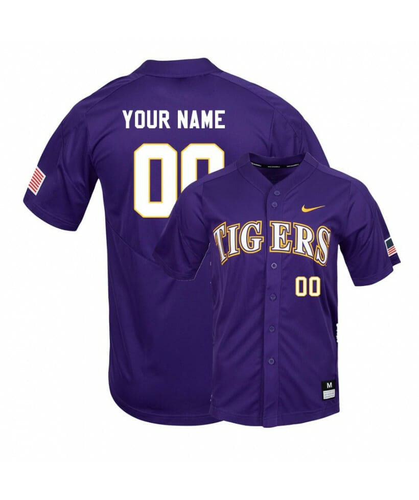 Custom LSU Tigers Baseball Jersey Name and Number College Purple Elite