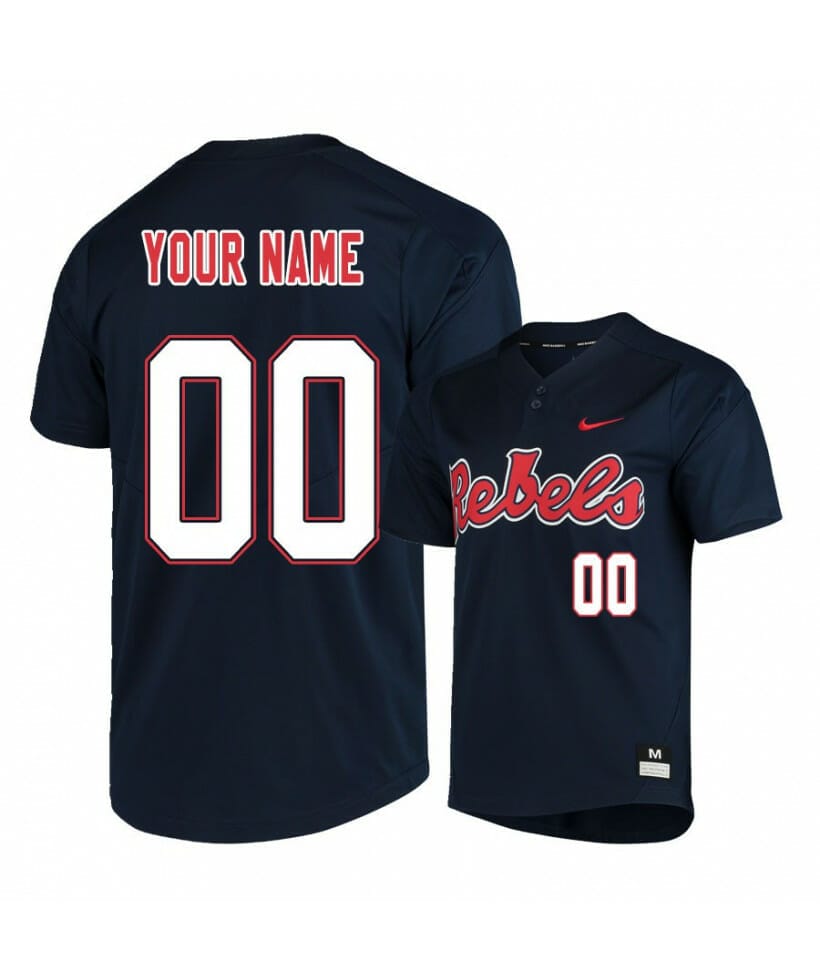 Ole Miss Rebels Jersey Custom Name and Number College Baseball Black