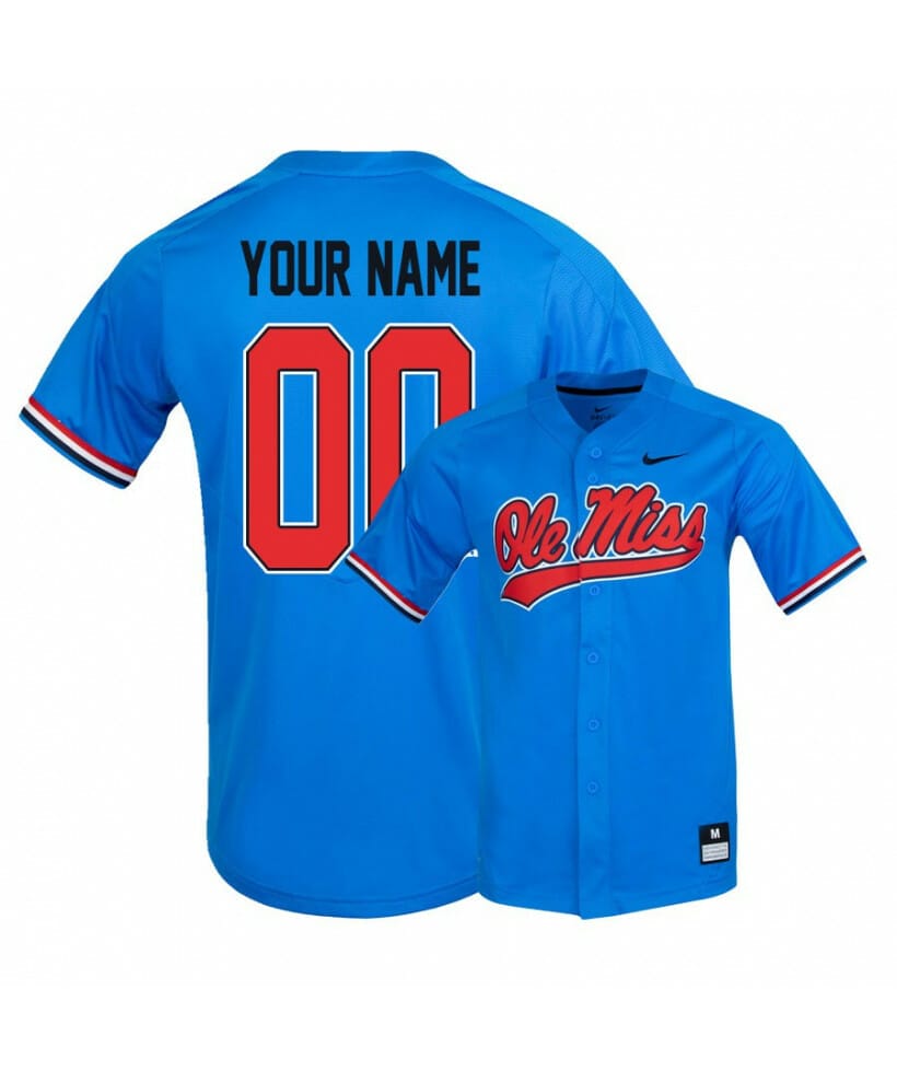Ole Miss Rebels Jersey Custom Name and Number College Baseball Blue