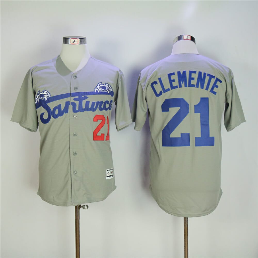 Puerto Rico Roberto Clemente #21 Santurce Crabbers Baseball Jerseys White  Red