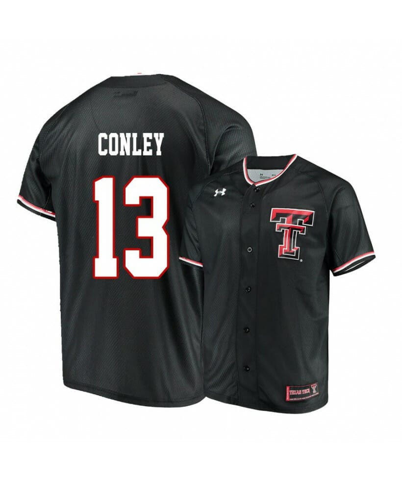 Texas Tech Red Raiders Jersey 13 Cal Conley White College Baseball