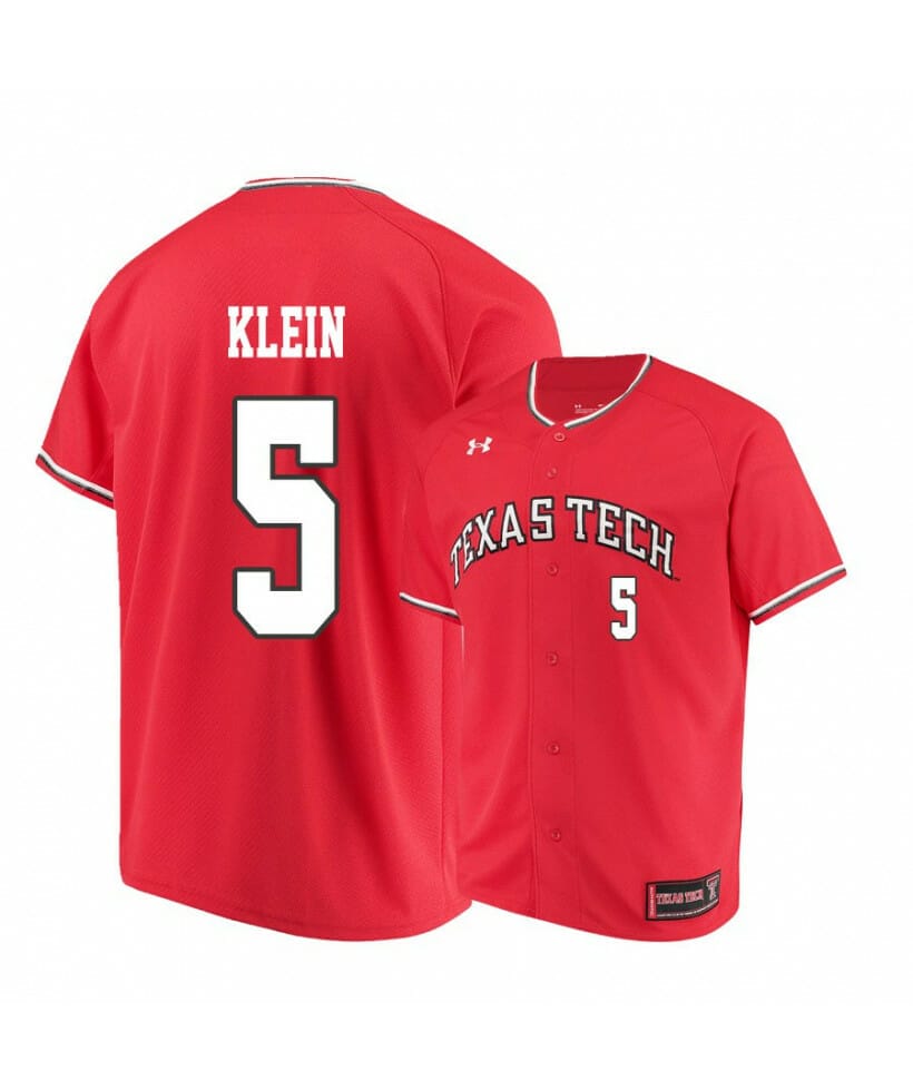 NCAA Baseball Jersey Brian Klein Texas Tech Red Raiders College Cream Alumni #5