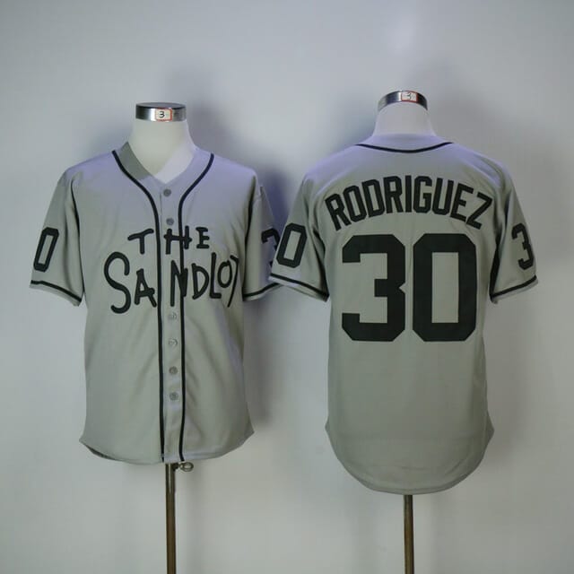Movie Baseball Jersey The Sandlot #30 Benny Jet Rodriguez Gray