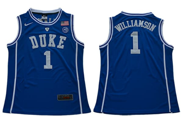 Duke Blue Devils 1 Zion Williamson Blue College Basketball Jersey