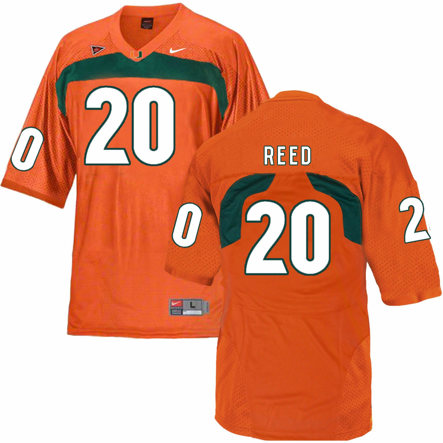 Ed Reed Miami Jersey Hurricanes #20 NCAA College Football Orange