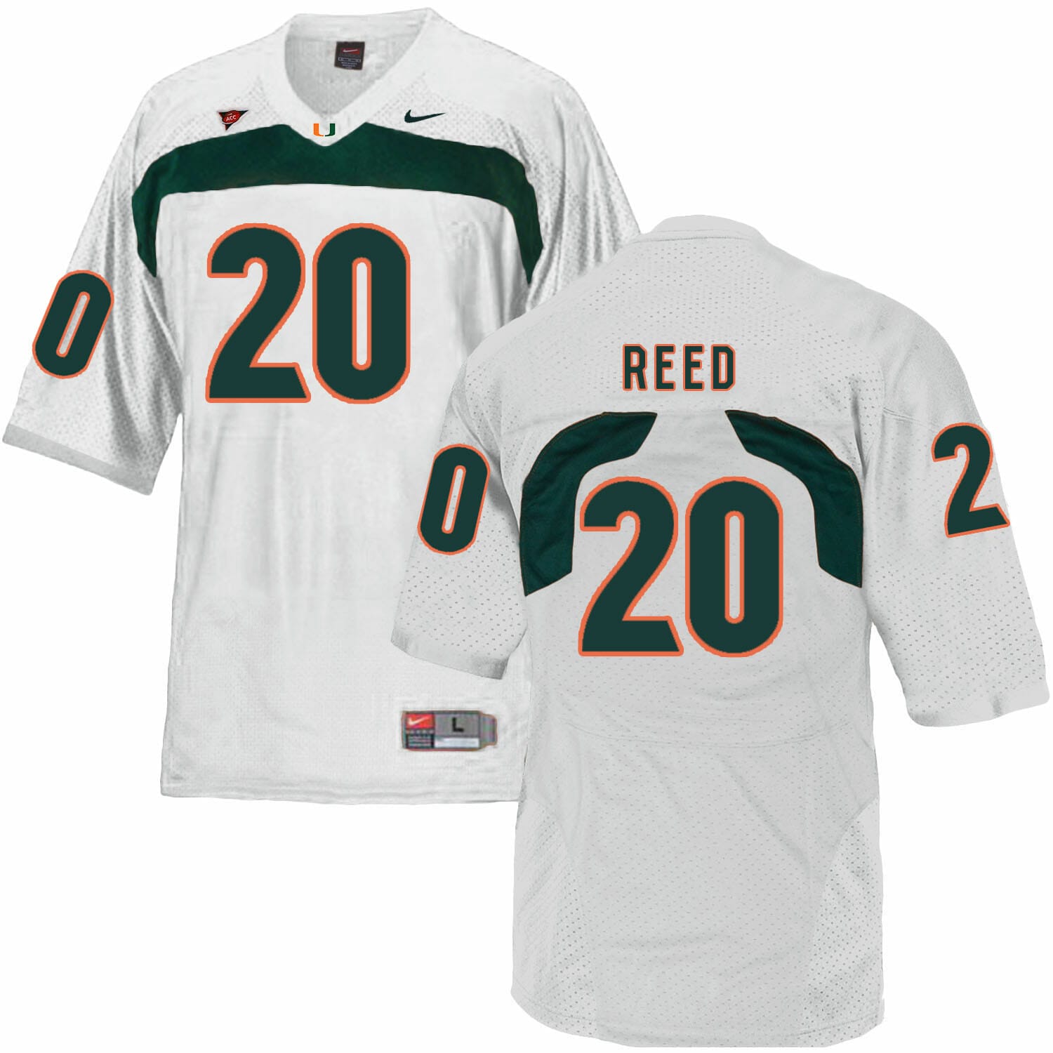 Ed Reed Miami Jersey Hurricanes #20 NCAA College Football White