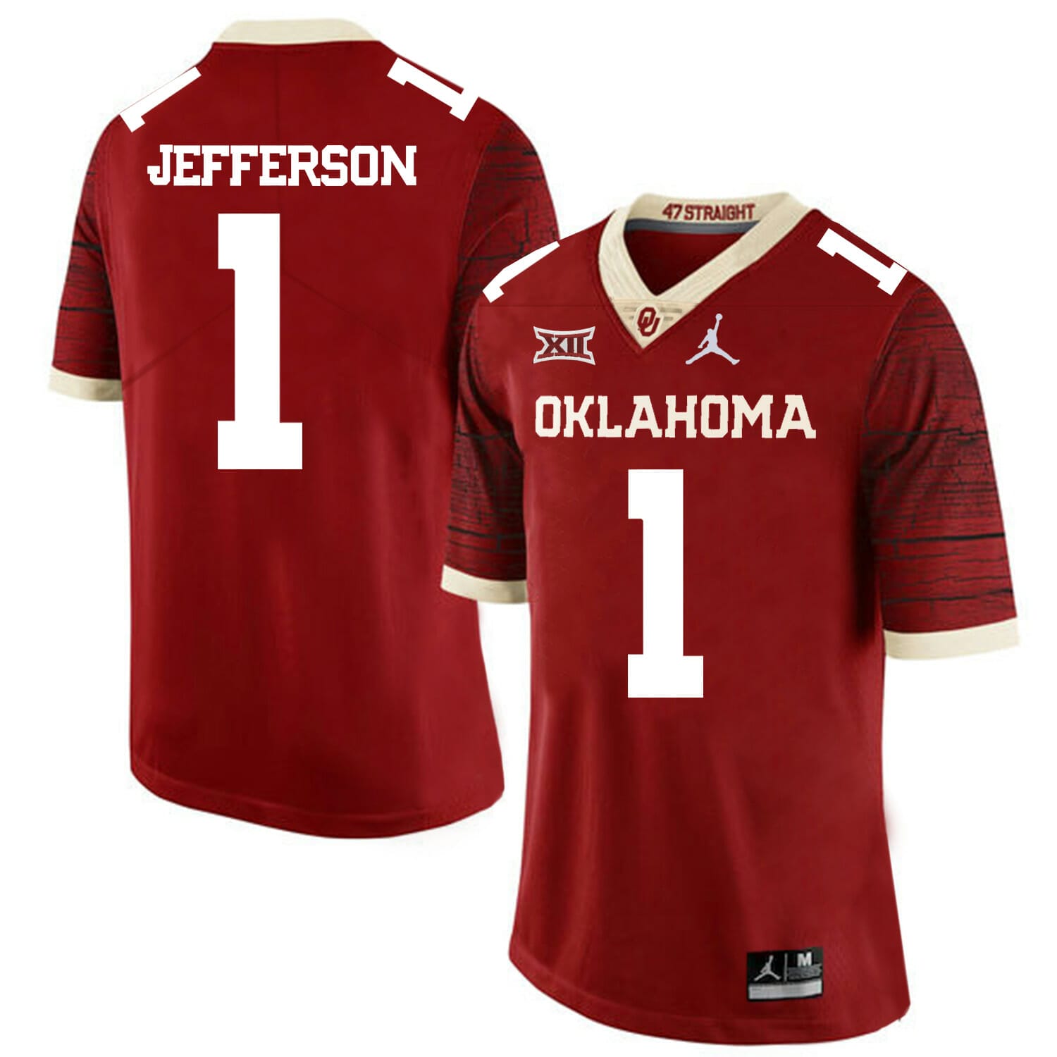 Oklahoma Sooners Jersey #1 Tony Jefferson Football Chai Pattern Dark Red