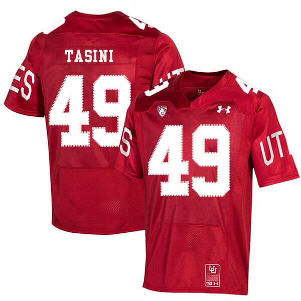 Utah Utes #49 Pasoni Tasini NCAA College Football Jersey Red