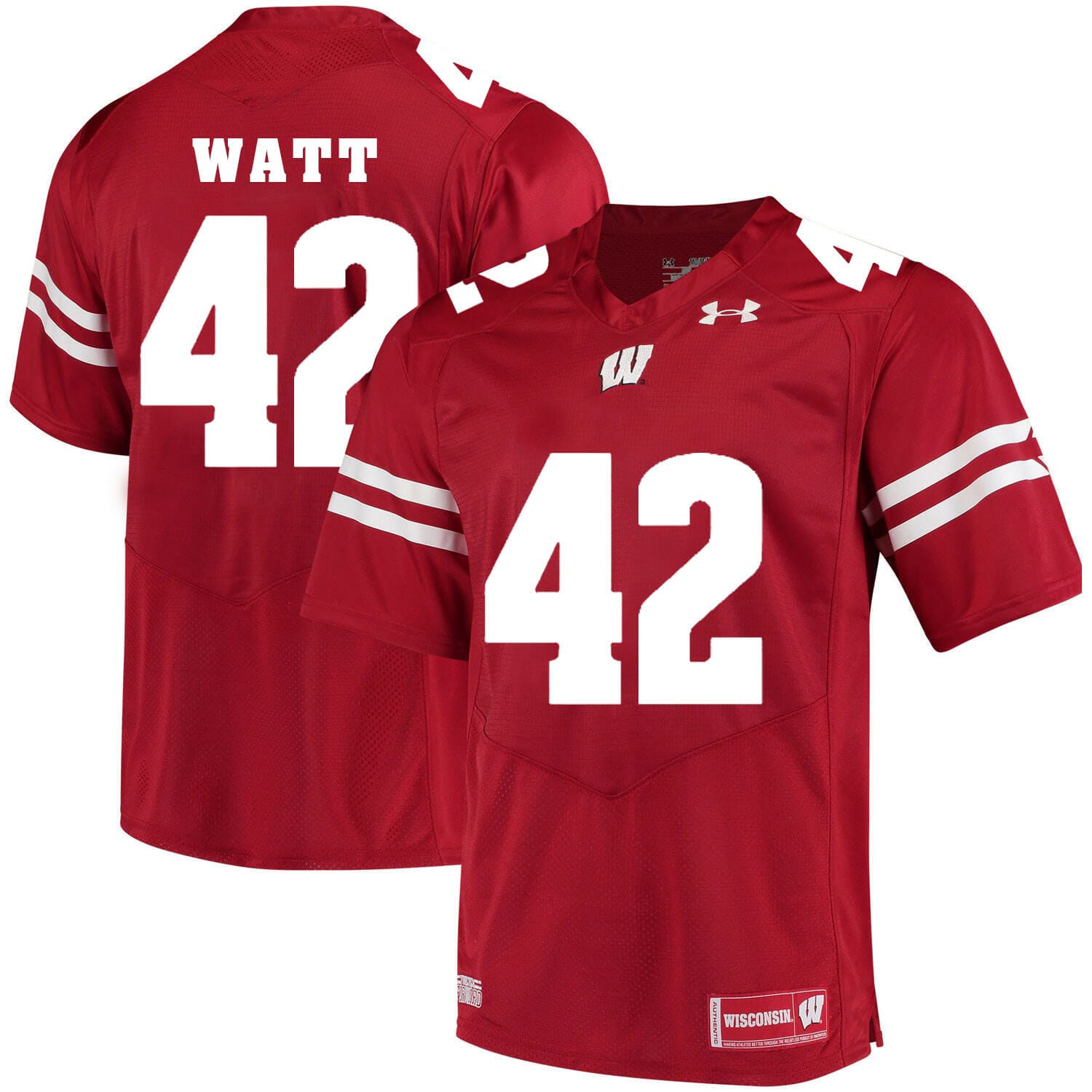 NCAA Football Jersey Wisconsin Badgers #42 TJ Watt College White Red