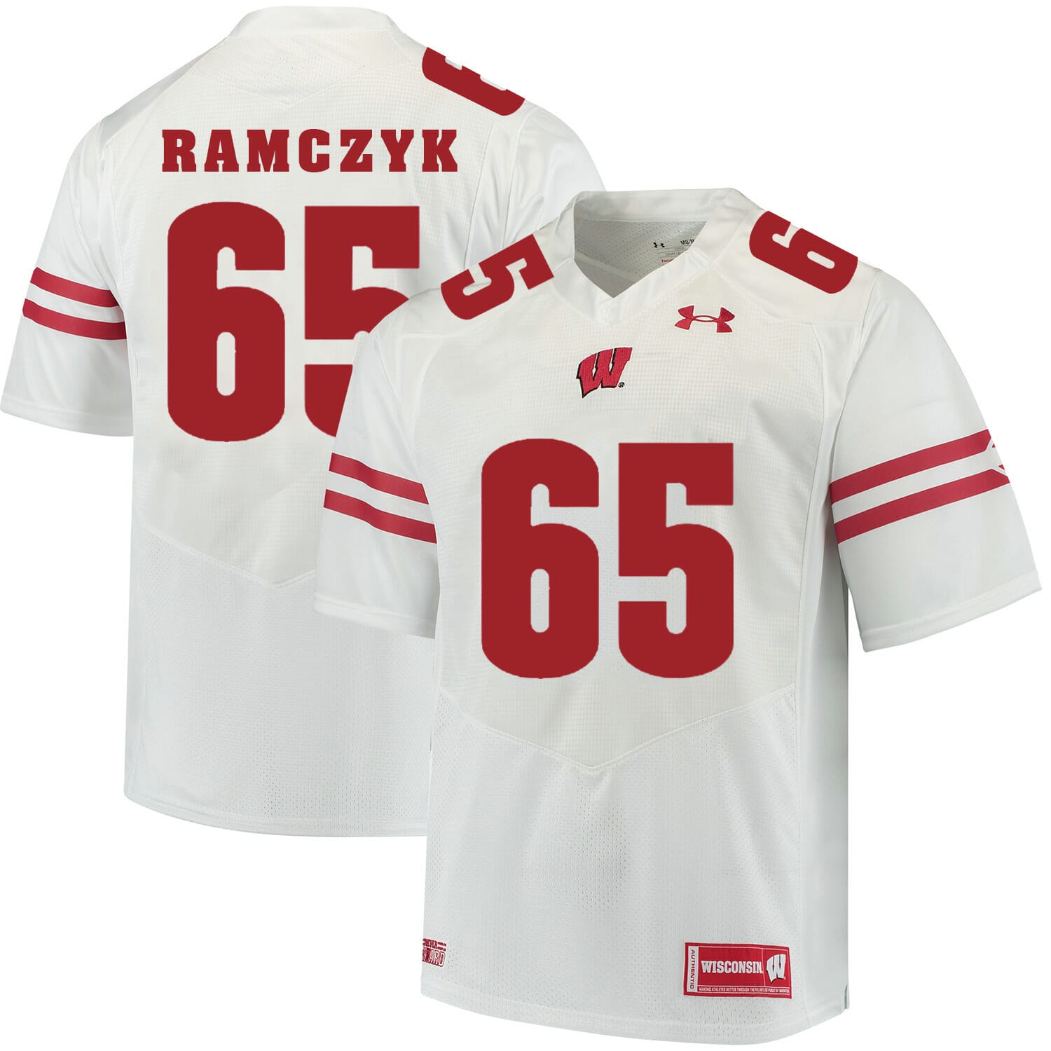 NCAA Football Jersey Wisconsin Badgers #65 Ryan Ramczyk College White