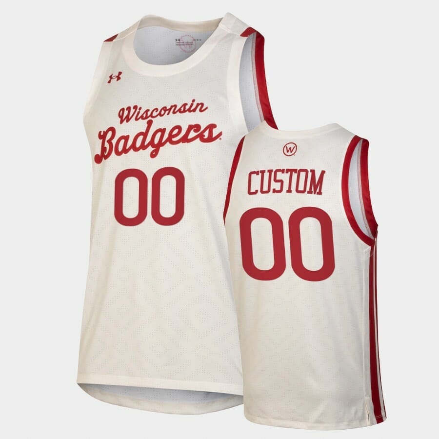 Custom Wisconsin Badgers Jersey Name and Number College Basketball Jerseys Throwback White