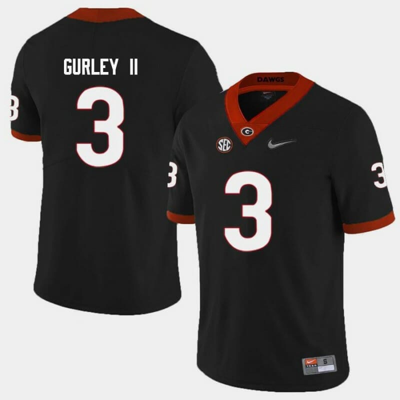 Men's Football #3 GA Bulldogs Todd Gurley II college Jersey - Black