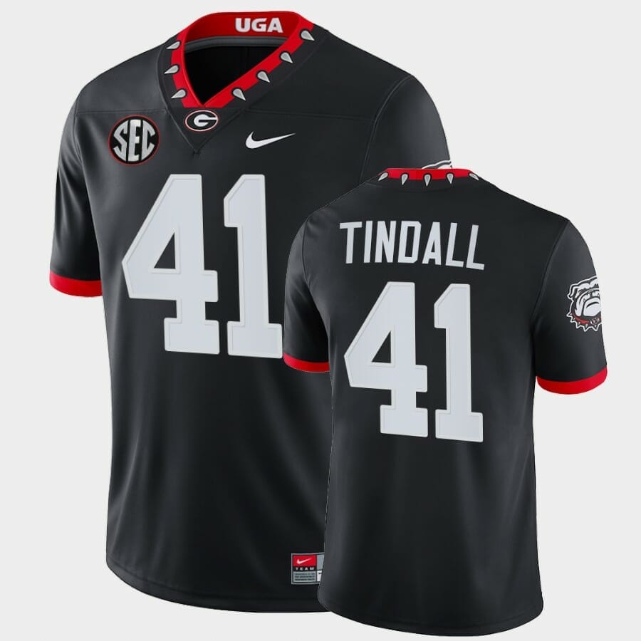 Georgia Bulldogs #41 Channing Tindall Black Mascot 100th Anniversary  College Game Jersey - Top Smart Design