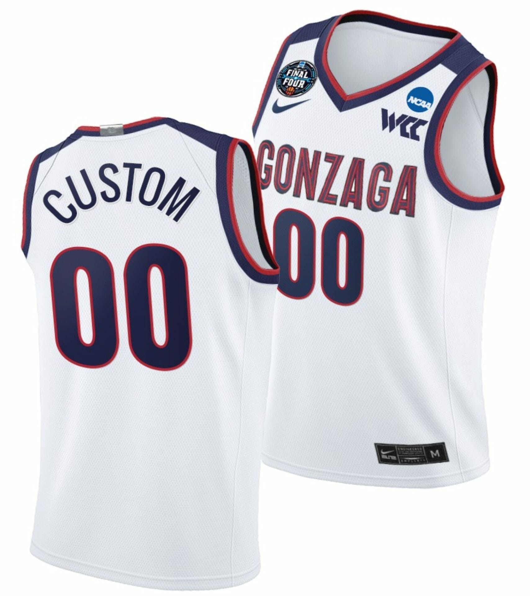 Custom College Basketball Jerseys Gonzaga Jersey March Madness Name and Number Classic White