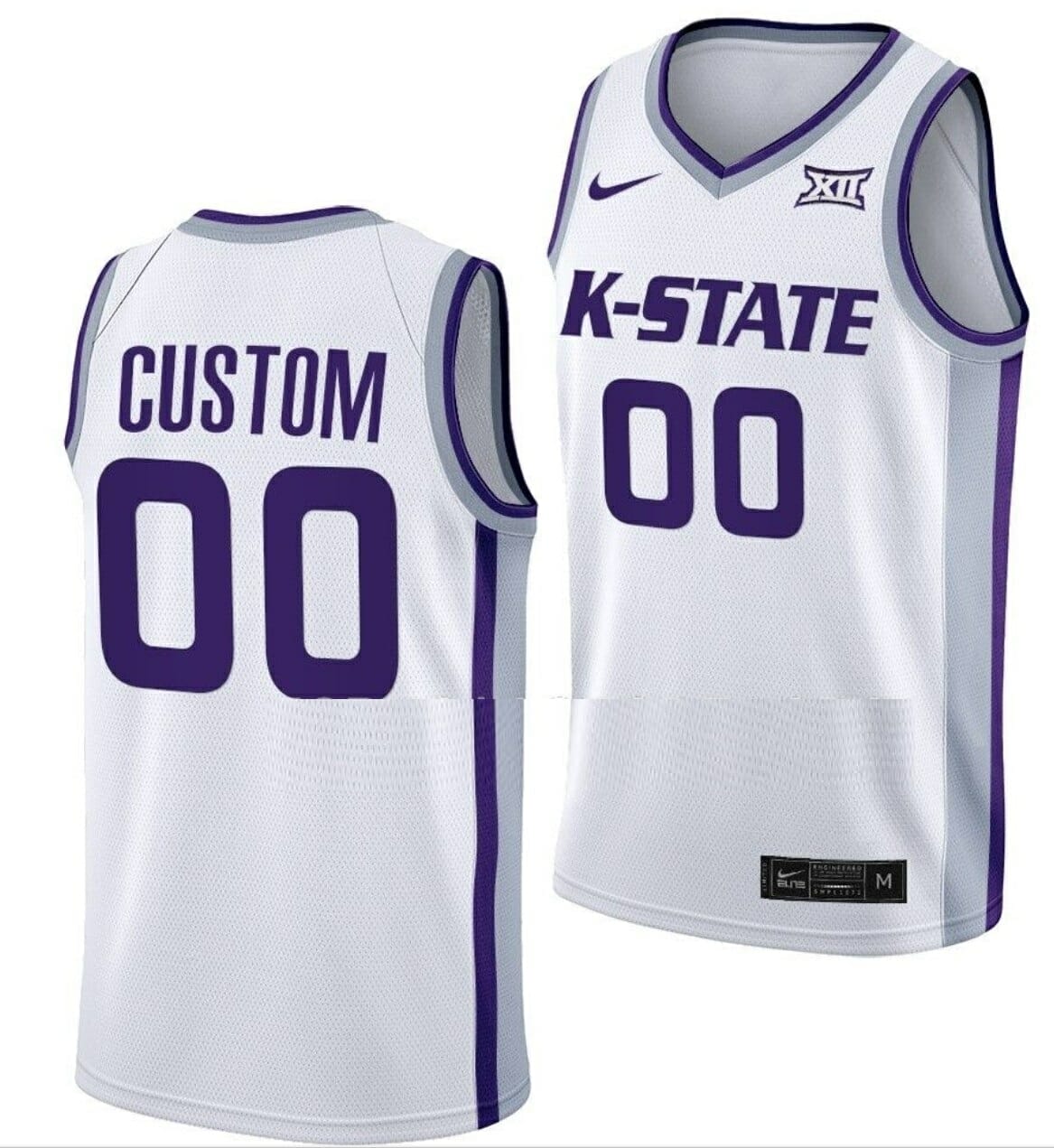 Custom College Basketball Jerseys Kansas State Wildcats Jersey Name and Number NIL Pick-A-Player White
