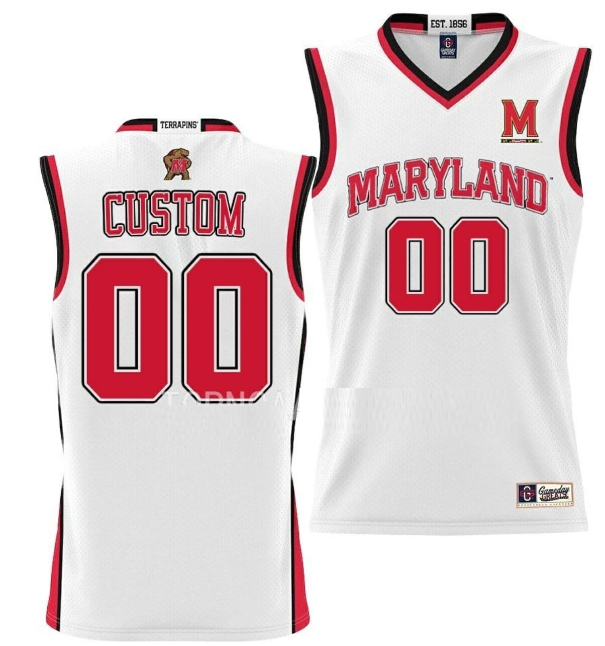 Custom College Basketball Jerseys Maryland Terrapins Jersey Name and Number NIL Pick-A-Player White