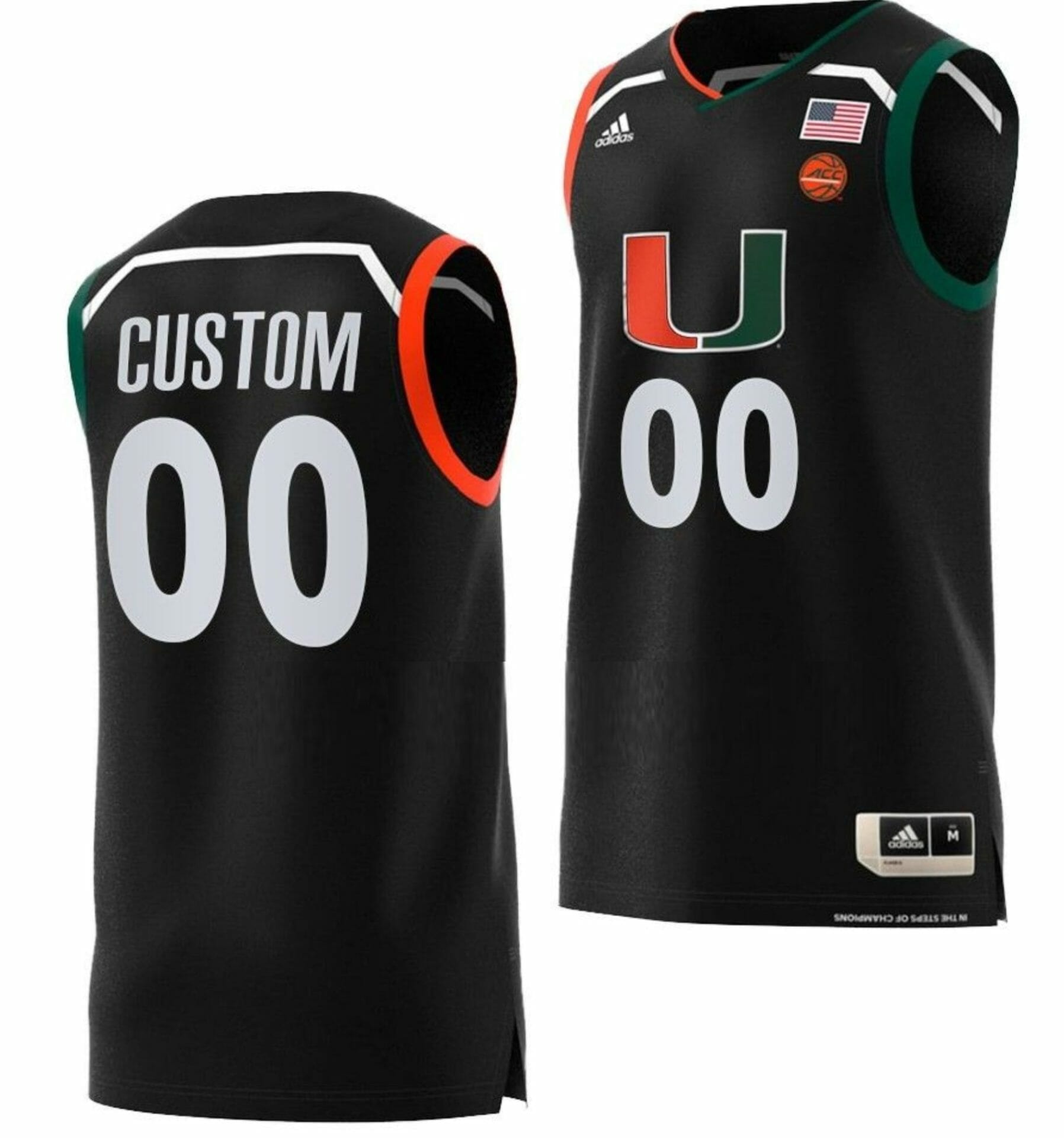 Custom College Basketball Jerseys Miami Hurricanes Jersey Name and Number Black Replica