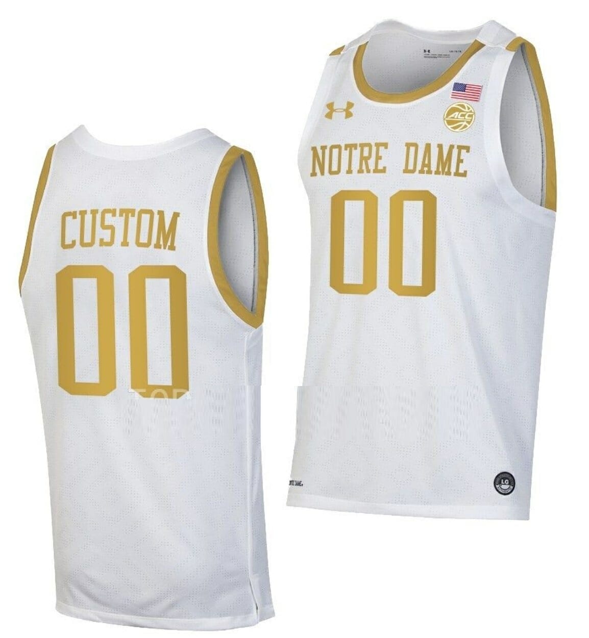 Custom College Basketball Jerseys Notre Dame Jersey Name and Number White Retro