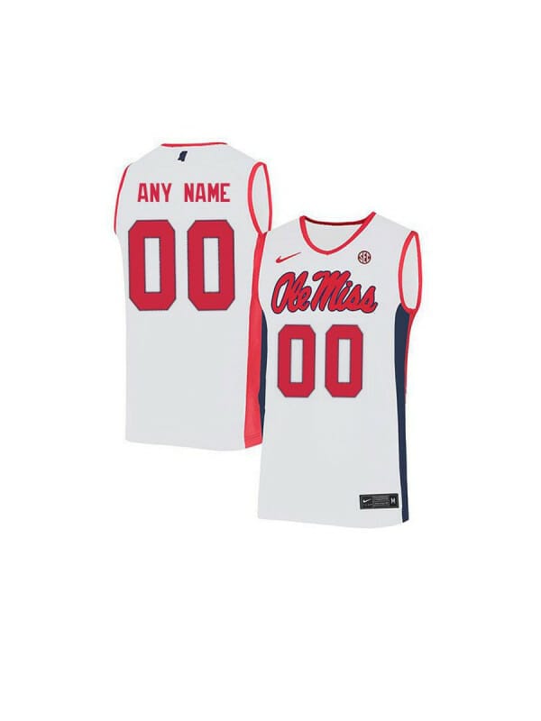 Custom College Basketball Jerseys Ole Miss Rebels Jersey Name and Number Elite White