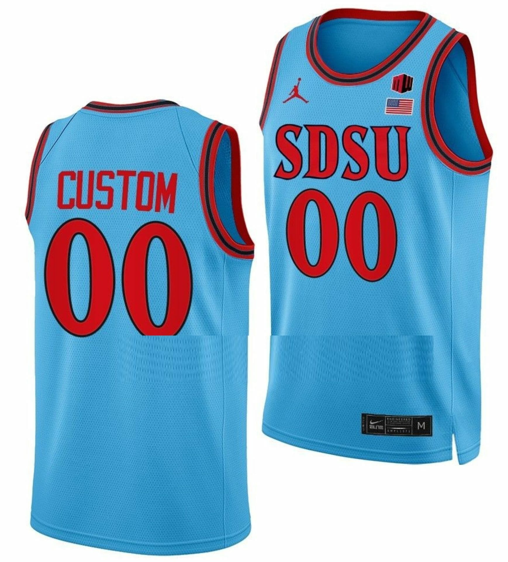 Custom College Basketball Jerseys San Diego State Aztecs Jersey Name and Number Blue