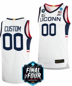 Custom UConn Huskies Jersey Name and Number College Basketball 2023 NCAA Final Four White
