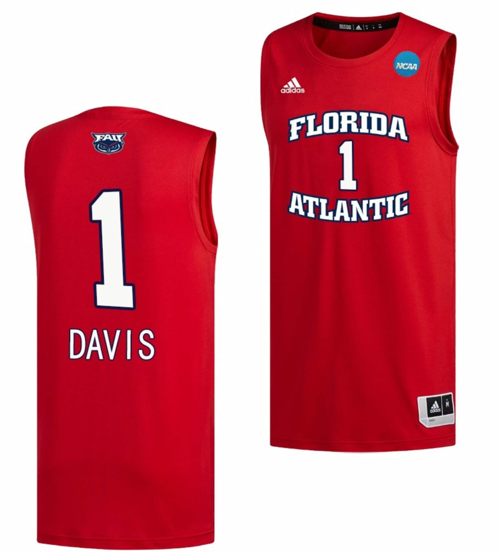 NCAA Basketball Jersey Johnell Davis FAU Owls College 2023 March Madness Black #1