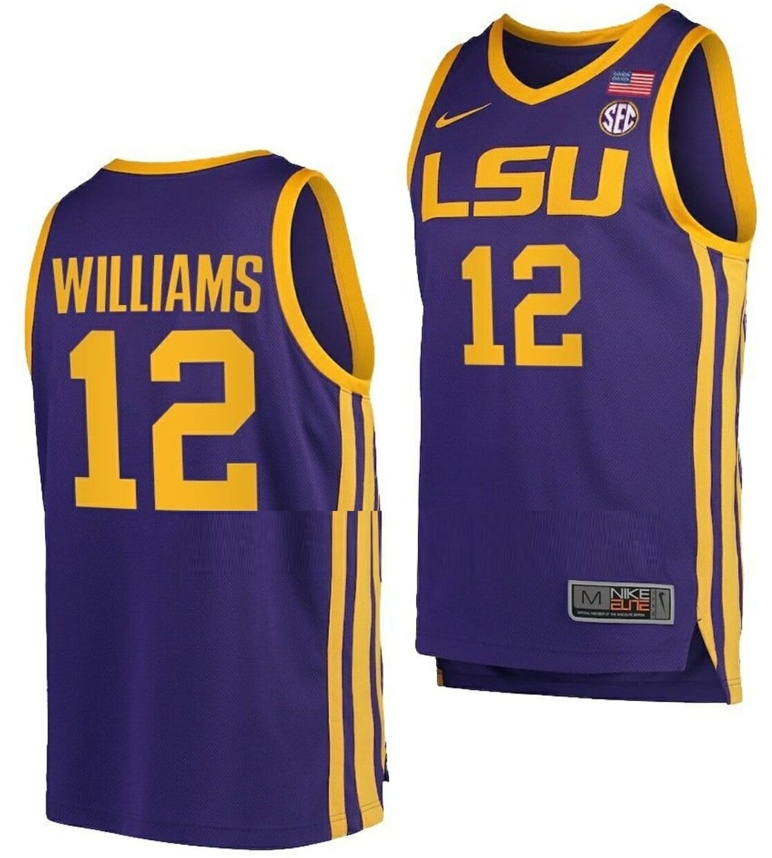 NCAA Basketball Jersey KJ Williams LSU Tigers College Purple #12