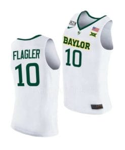 Men's #10 Adam Flagler Jersey Baylor Bears College Basketball Jerseys White
